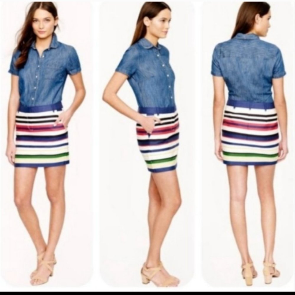 J. Crew Multi-Color Striped Mini Skirt - Picture 2 of 9